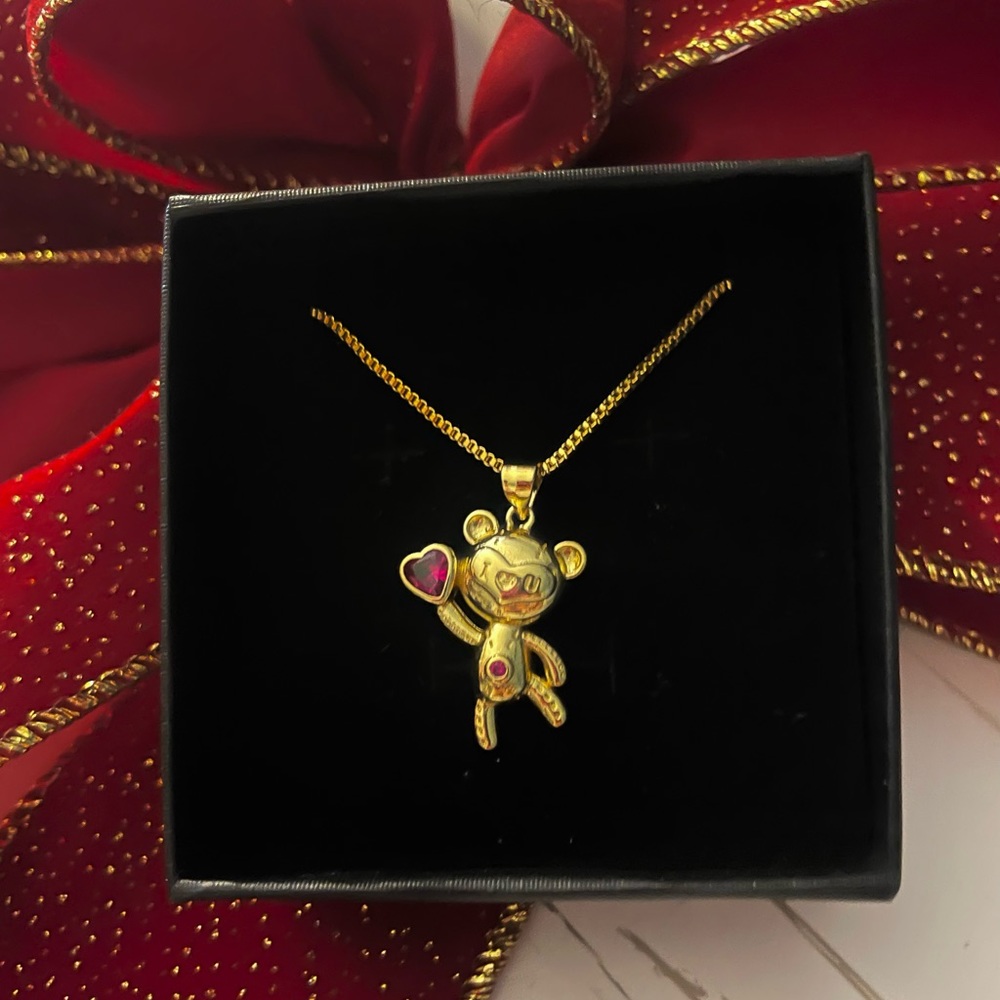 Gold plated bear necklace